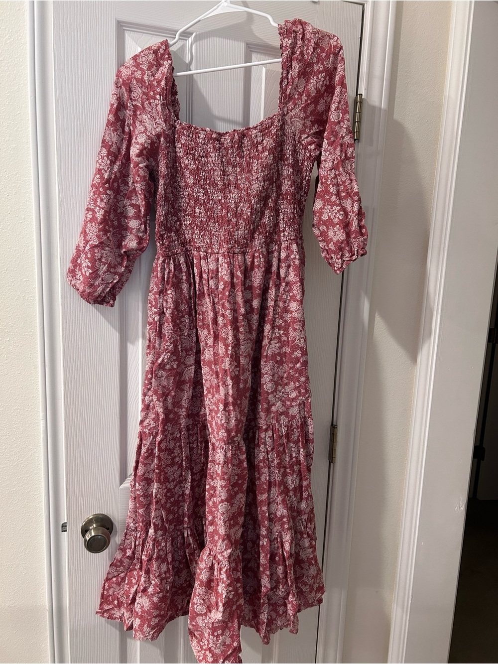 Lucky Brand Mauve Rose Floral Midi Dress